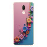 Le Balvo Huawei Mate 10 Lite Uyumlu Pembe Mavi Sarmaşık Baskılı Silikon Kılıf