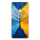 Le Balvo Huawei Mate 10 Lite Uyumlu Sarı Mavi Ağaç Baskılı Silikon Kılıf