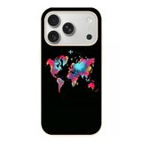 Le Balvo İphone 17 Pro Uyumlu Dünya Renkli Haritası Baskılı Silikon Kılıf