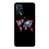 Le Balvo Oppo A16 Uyumlu Dünya Renkli Haritası Baskılı Silikon Kılıf