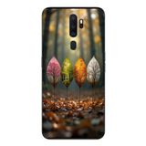 Le Balvo Oppo A5 2020 Uyumlu Dört Mevsim Yaprakları Baskılı Silikon Kılıf