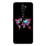 Le Balvo Oppo A5 2020 Uyumlu Dünya Renkli Haritası Baskılı Silikon Kılıf