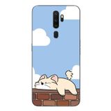 Le Balvo Oppo A5 2020 Uyumlu Duvar Üstünde Kedi Baskılı Silikon Kılıf