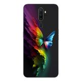 Le Balvo Oppo A5 2020 Uyumlu Gökkuşağı Kelebeği Baskılı Silikon Kılıf