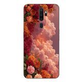 Le Balvo Oppo A5 2020 Uyumlu Güller ve Bulutlar Baskılı Silikon Kılıf
