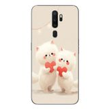 Le Balvo Oppo A5 2020 Uyumlu Kalpli Beyaz Kediler Baskılı Silikon Kılıf