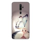 Le Balvo Oppo A5 2020 Uyumlu Kelebekli Kedi Baskılı Silikon Kılıf