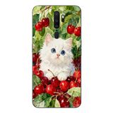 Le Balvo Oppo A5 2020 Uyumlu Kirazlı Kedi Baskılı Silikon Kılıf