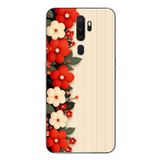Le Balvo Oppo A5 2020 Uyumlu Kırmızı Beyaz Çiçekler Baskılı Silikon Kılıf