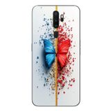 Le Balvo Oppo A5 2020 Uyumlu Kırmızı Mavi Kelebek Baskılı Silikon Kılıf