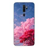 Le Balvo Oppo A5 2020 Uyumlu Kırmızı Pembe Ağaçlar Baskılı Silikon Kılıf