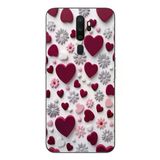 Le Balvo Oppo A5 2020 Uyumlu Kırmızı ve Pembe Kalpler Baskılı Silikon Kılıf