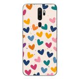 Le Balvo Oppo A5 2020 Uyumlu Mavi Sarı Kalpler Baskılı Silikon Kılıf