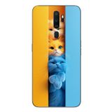 Le Balvo Oppo A5 2020 Uyumlu Mavi Sarı Kediler Baskılı Silikon Kılıf