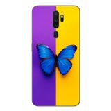 Le Balvo Oppo A5 2020 Uyumlu Mor Sarı Kelebek Baskılı Silikon Kılıf