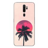 Le Balvo Oppo A5 2020 Uyumlu Palmiye Kırmızı Ay Baskılı Silikon Kılıf