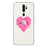 Le Balvo Oppo A5 2020 Uyumlu Pembe Kalpli Kedi Baskılı Silikon Kılıf