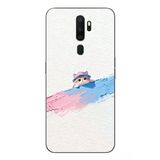 Le Balvo Oppo A5 2020 Uyumlu Pembe Mavi Kedi Baskılı Silikon Kılıf