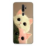 Le Balvo Oppo A5 2020 Uyumlu Pembe Siyah Beyaz Kedi Baskılı Silikon Kılıf
