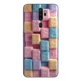 Le Balvo Oppo A5 2020 Uyumlu Pembe Tüylü Kareler Baskılı Silikon Kılıf