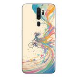 Le Balvo Oppo A5 2020 Uyumlu Rengarenk Bisikletli Kız Baskılı Silikon Kılıf