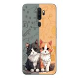 Le Balvo Oppo A5 2020 Uyumlu Sarı ve Siyah Kedi Baskılı Silikon Kılıf