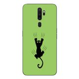 Le Balvo Oppo A5 2020 Uyumlu Tutunan Kedi Baskılı Silikon Kılıf