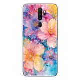 Le Balvo Oppo A5 2020 Uyumlu Yağlı Boya Çiçekler Baskılı Silikon Kılıf