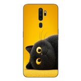 Le Balvo Oppo A5 2020 Uyumlu Yan Bakan Siyah Kedi Baskılı Silikon Kılıf