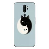 Le Balvo Oppo A5 2020 Uyumlu Yin Yang Kediler Baskılı Silikon Kılıf