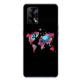Le Balvo Oppo A74 Uyumlu Dünya Renkli Haritası Baskılı Silikon Kılıf