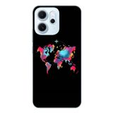 Le Balvo Oppo Reno 14F Uyumlu Dünya Renkli Haritası Baskılı Silikon Kılıf