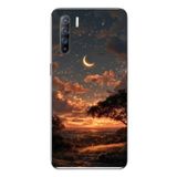 Le Balvo Oppo Reno 3 Uyumlu Ay Gecesi Baskılı Silikon Kılıf