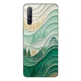 Le Balvo Oppo Reno 3 Uyumlu Beyaz Çizgili Orman Baskılı Silikon Kılıf