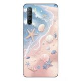 Le Balvo Oppo Reno 3 Uyumlu Deniz Yıldızı Kumsalı Baskılı Silikon Kılıf