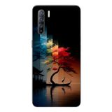 Le Balvo Oppo Reno 3 Uyumlu Dört Mevsim Ağaç Baskılı Silikon Kılıf