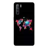 Le Balvo Oppo Reno 3 Uyumlu Dünya Renkli Haritası Baskılı Silikon Kılıf