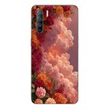Le Balvo Oppo Reno 3 Uyumlu Güller ve Bulutlar Baskılı Silikon Kılıf