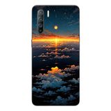 Le Balvo Oppo Reno 3 Uyumlu Gün Batımı ve Ay Baskılı Silikon Kılıf
