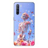 Le Balvo Oppo Reno 3 Uyumlu İskelet Çiçekleri Baskılı Silikon Kılıf