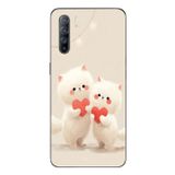 Le Balvo Oppo Reno 3 Uyumlu Kalpli Beyaz Kediler Baskılı Silikon Kılıf