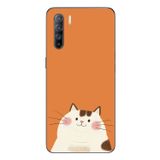 Le Balvo Oppo Reno 3 Uyumlu Kedi Baskılı Silikon Kılıf