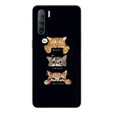 Le Balvo Oppo Reno 3 Uyumlu Kedi Halleri Baskılı Silikon Kılıf