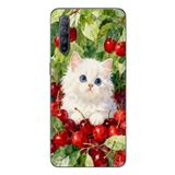 Le Balvo Oppo Reno 3 Uyumlu Kirazlı Kedi Baskılı Silikon Kılıf