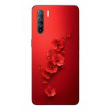 Le Balvo Oppo Reno 3 Uyumlu Kırmızı Kardelenler Baskılı Silikon Kılıf