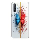 Le Balvo Oppo Reno 3 Uyumlu Kırmızı Mavi Kelebek Baskılı Silikon Kılıf