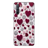 Le Balvo Oppo Reno 3 Uyumlu Kırmızı ve Pembe Kalpler Baskılı Silikon Kılıf