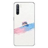 Le Balvo Oppo Reno 3 Uyumlu Pembe Mavi Kedi Baskılı Silikon Kılıf
