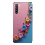 Le Balvo Oppo Reno 3 Uyumlu Pembe Mavi Sarmaşık Baskılı Silikon Kılıf