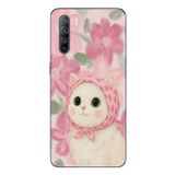 Le Balvo Oppo Reno 3 Uyumlu Pembe Örtülü Kedi Baskılı Silikon Kılıf